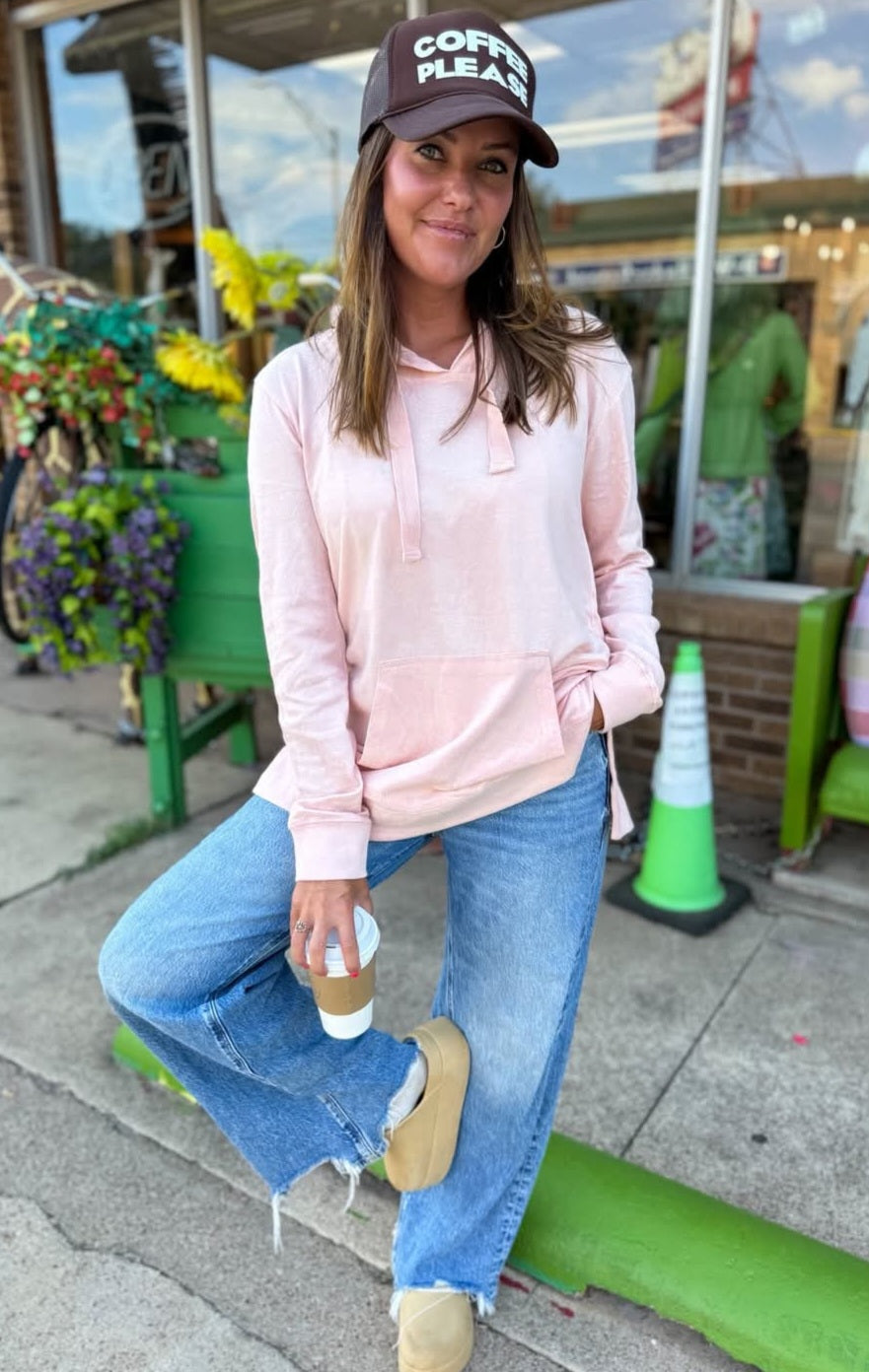 Carefree Brushed Cotton Hoodie Baby Pink