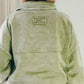 Acid Washed Fleece Button Cardigan Olive