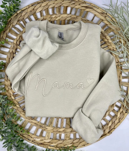 Embroidered Mama Sweatshirt Tan *PREORDER*