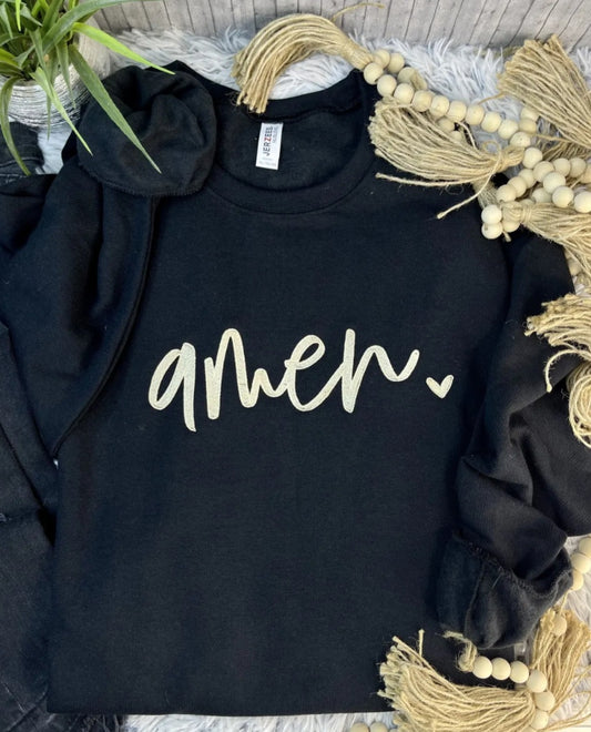 Embroidered Amen ♡ Sweatshirt Black *PREORDER*