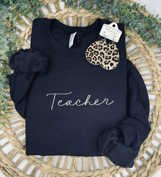 Embroidered Teacher Sweatshirt Black *PREORDER*