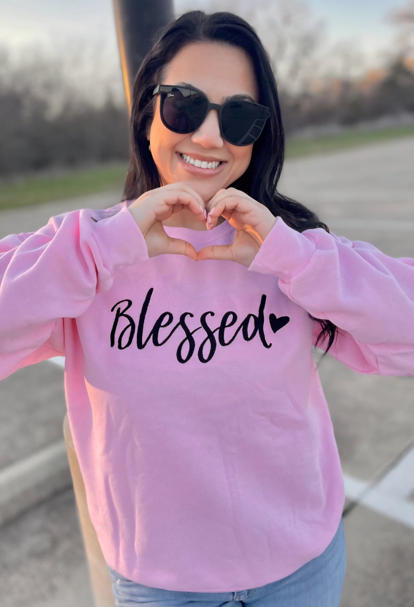 Embroidered Blessed Sweatshirt Pink *PREORDER*