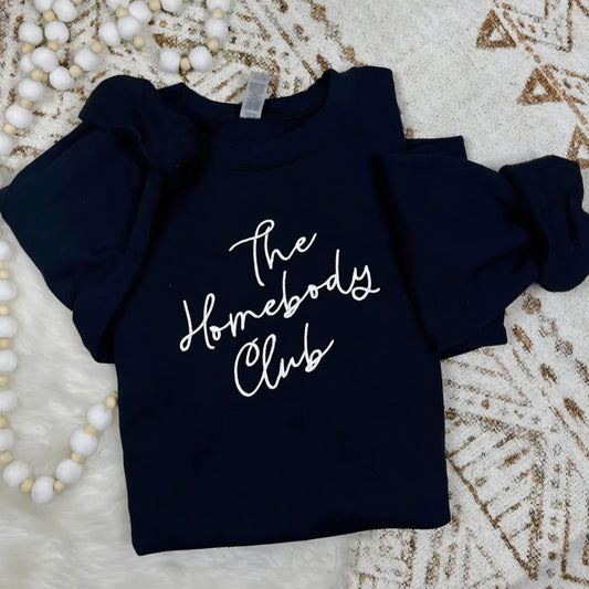Embroidered The Homebody Club Sweatshirt Black *PREORDER*