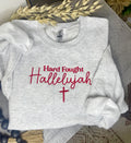 Embroidered Hard Fought Hallelujah Sweatshirt Ash Grey