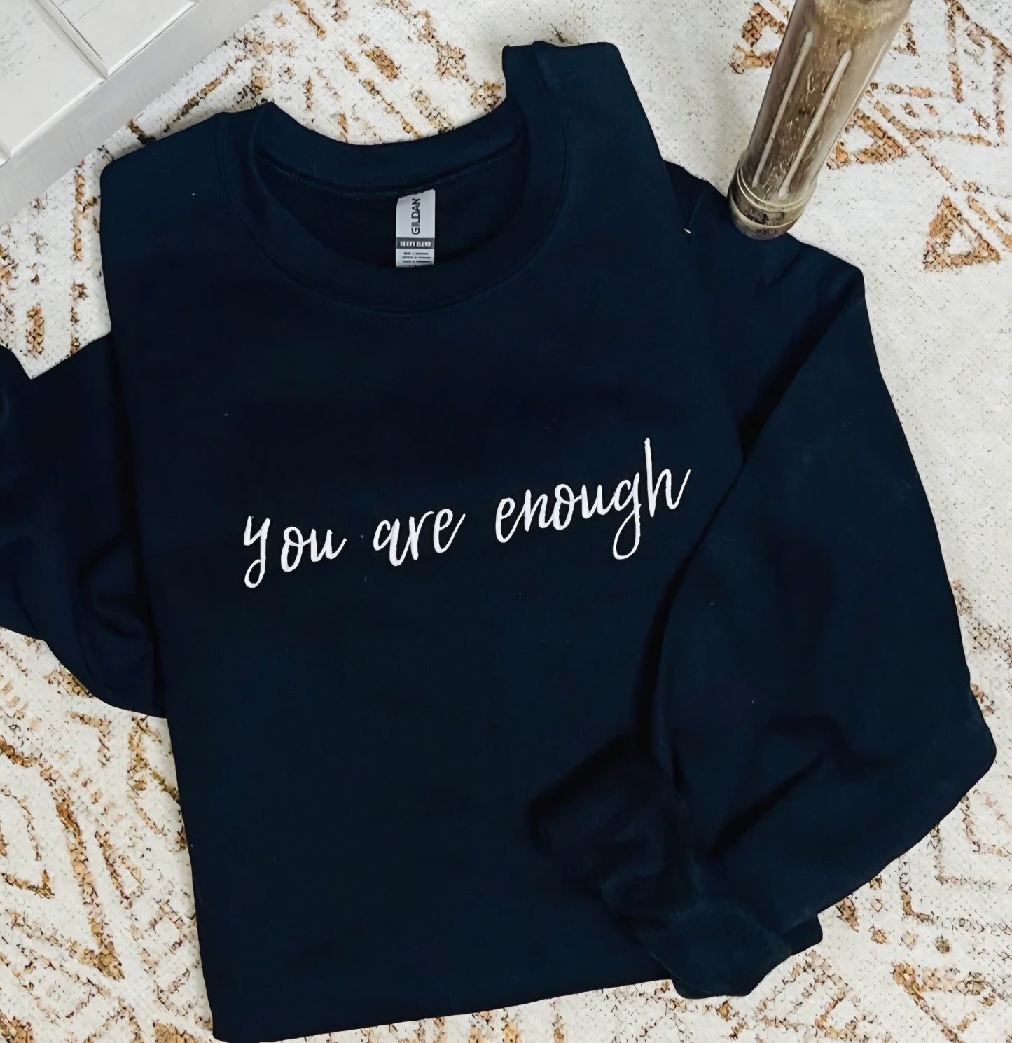 Embroidered You Are Enough Sweatshirt Black *PREORDER*