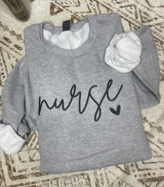 Embroidered Nurse Sweatshirt Sport Grey *PREORDER*