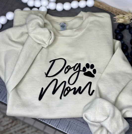 Embroidered Dog Mom Sweatshirt Tan *PREORDER*