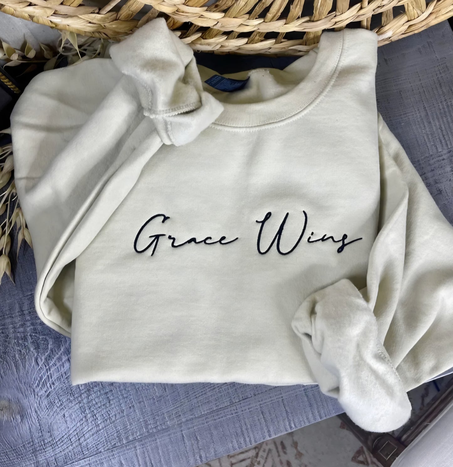 Embroidered Grace Wins Sweatshirt Tan *PREORDER*