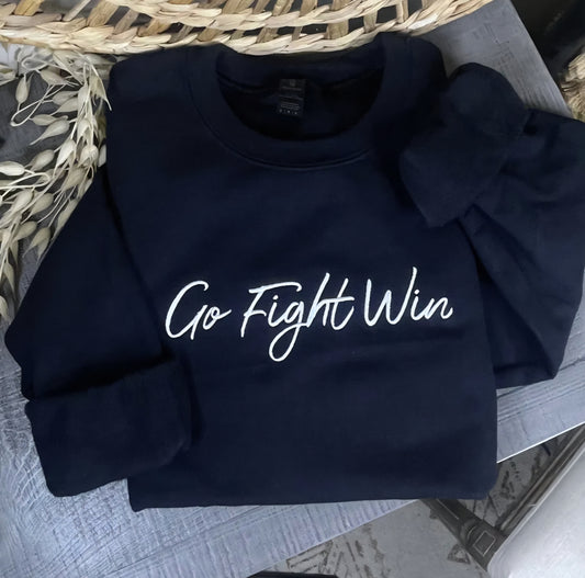 Embroidered Go Fight Win Sweatshirt Black *PREORDER*
