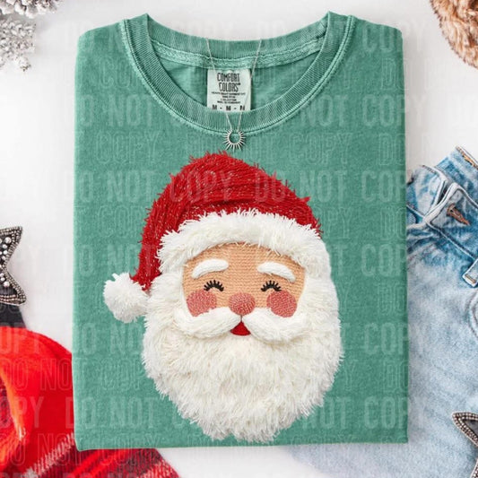 Faux Yarn Santa CC Lt Green Tee or Sweatshirt