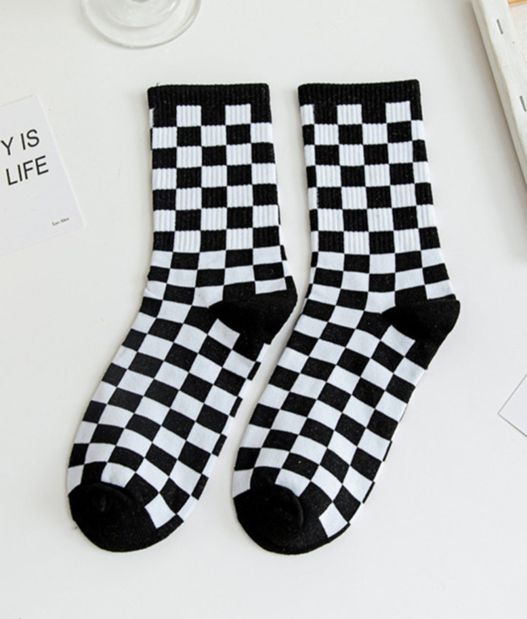 Black Checkered Socks