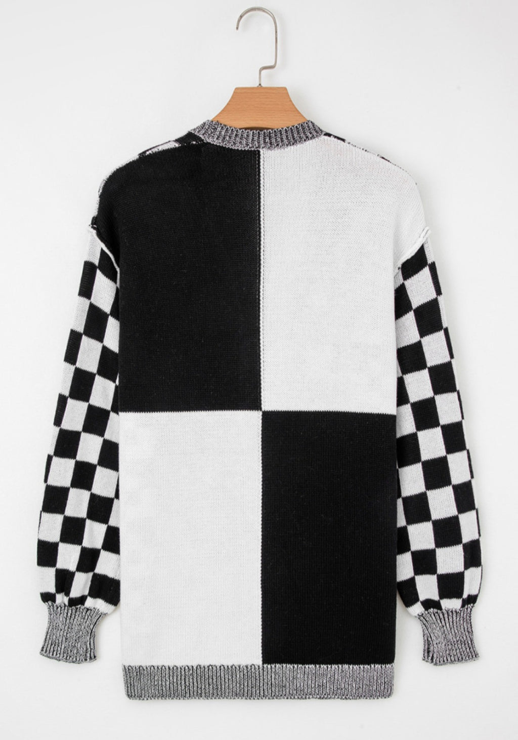 Checkered Sweater Cardigan