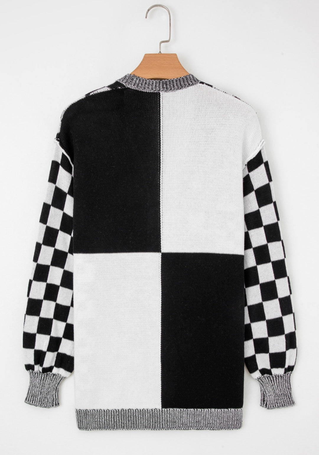 Checkered Sweater Cardigan