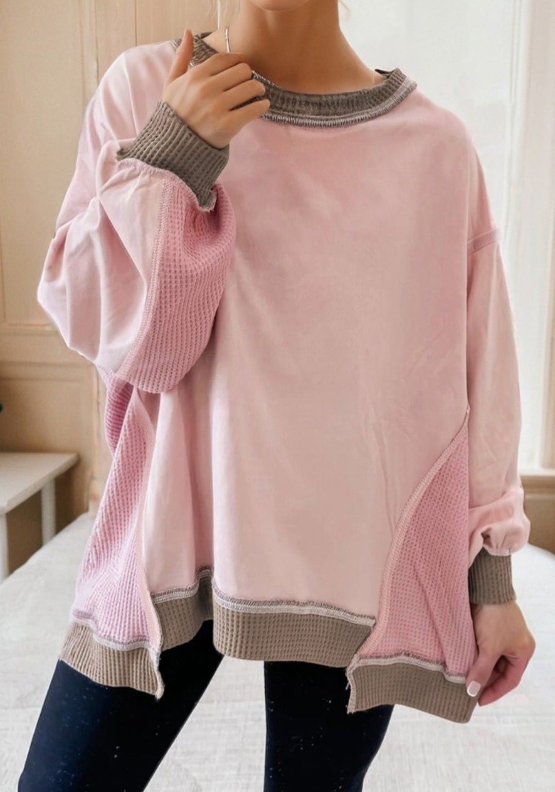Pink Exposed Seam Pullover