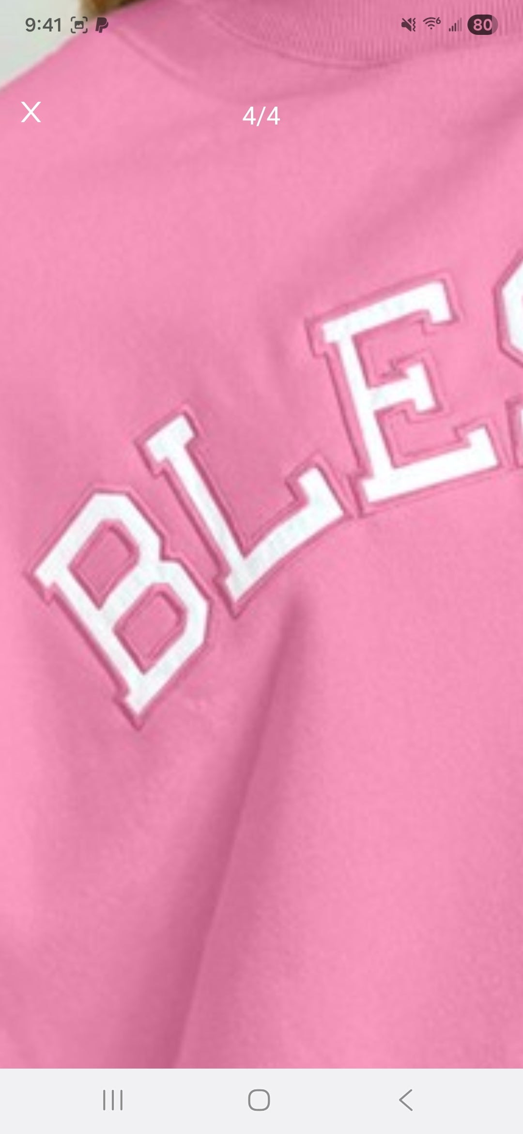 Oversized Mock Neck Blessed Embroidered Fleece Pullover