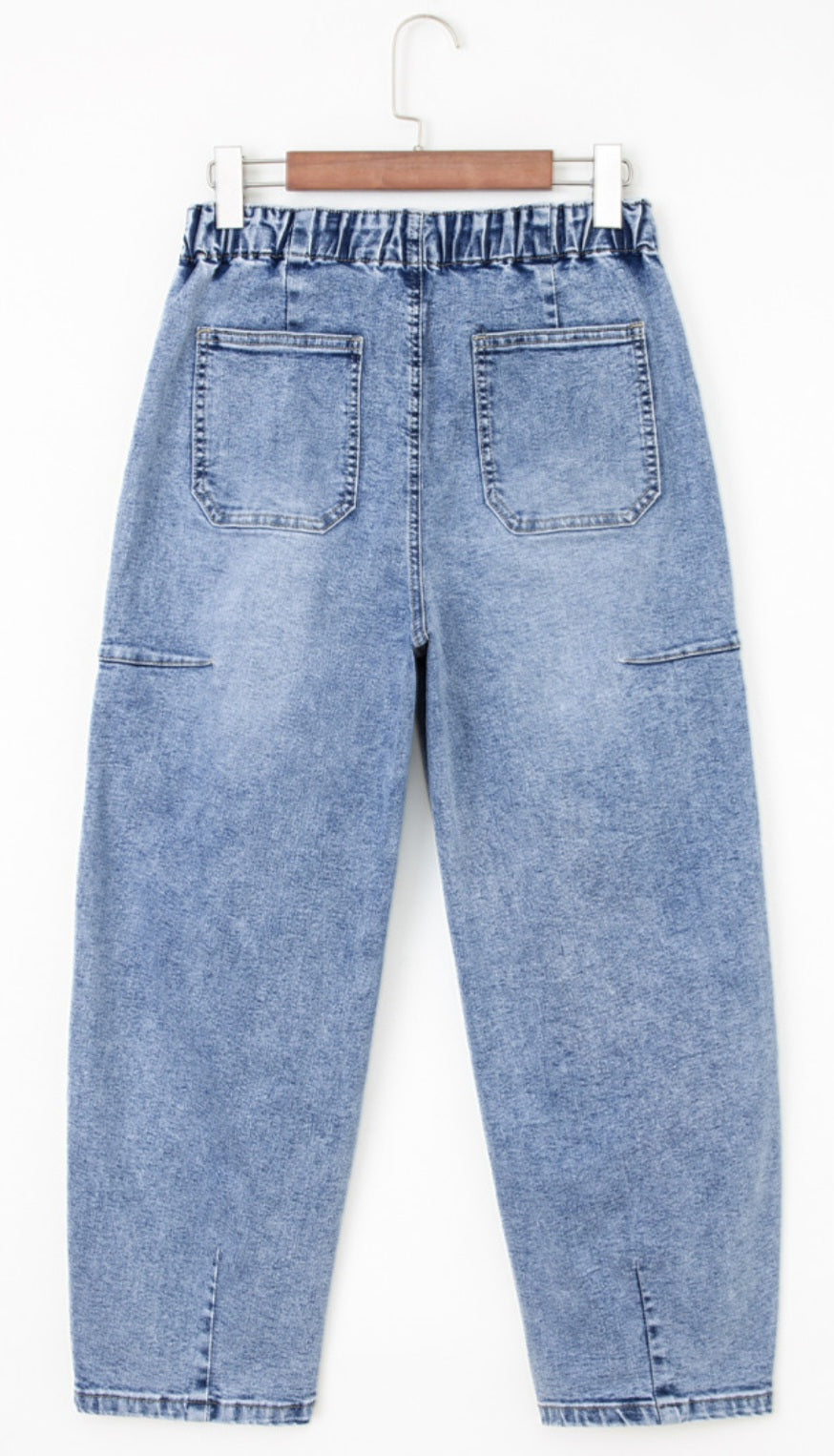 Patch Pocket Paperbag Waist Cropped Barrel Jean