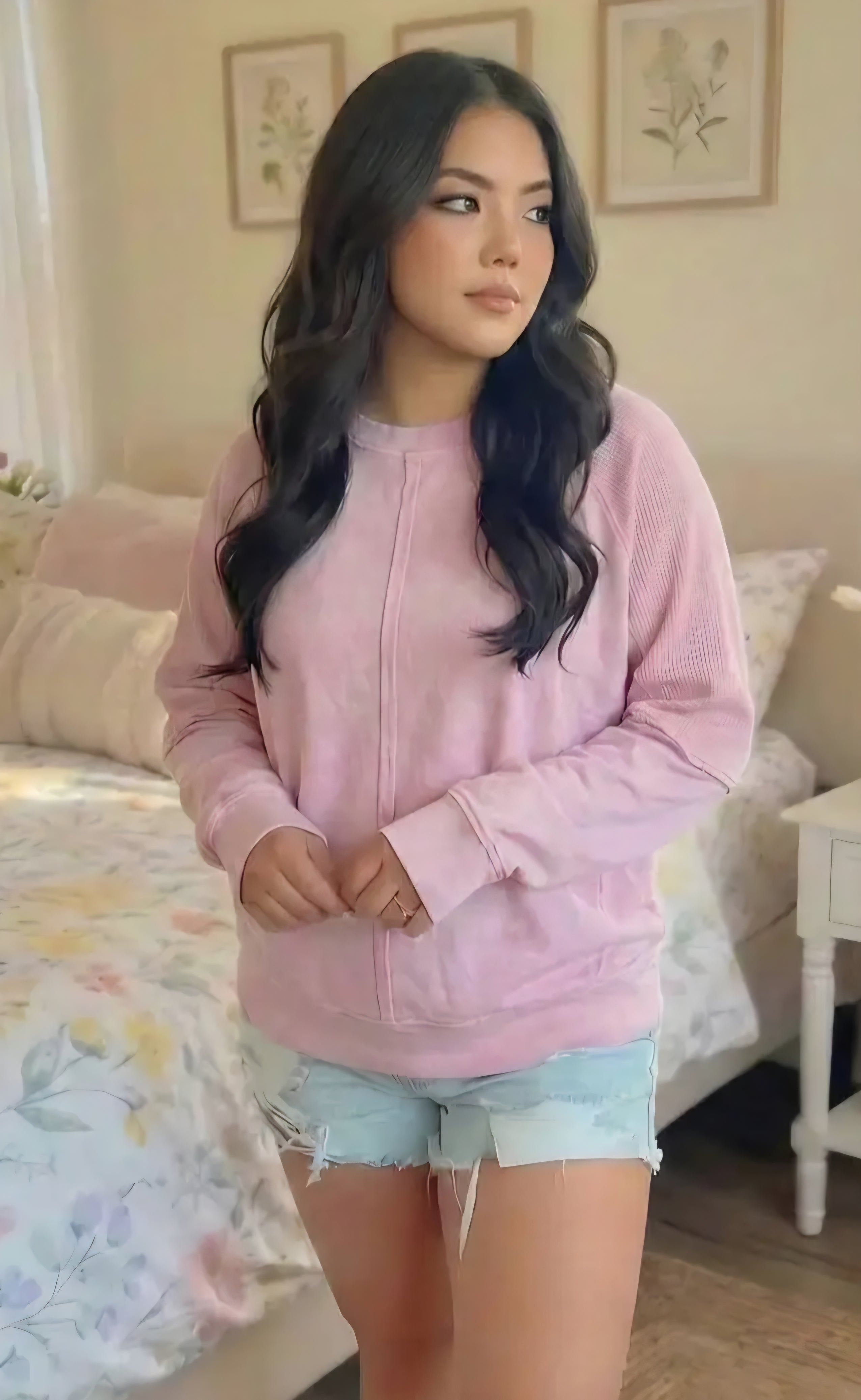 JadyK Daisy Waffle Ash Wash Top