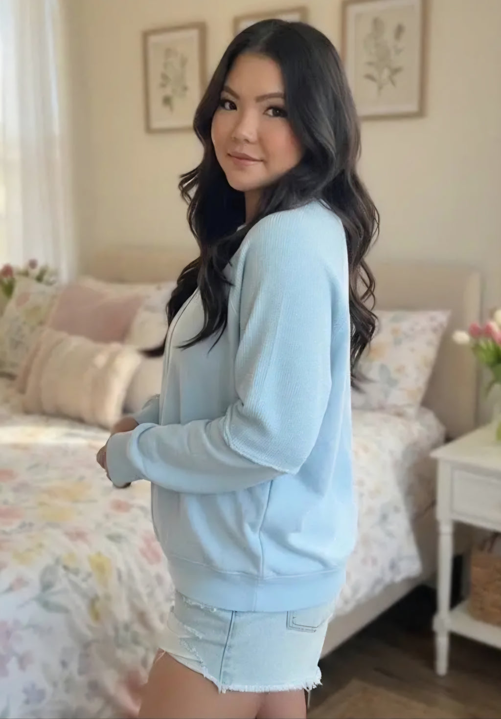JadyK Daisy Waffle Ash Wash Top