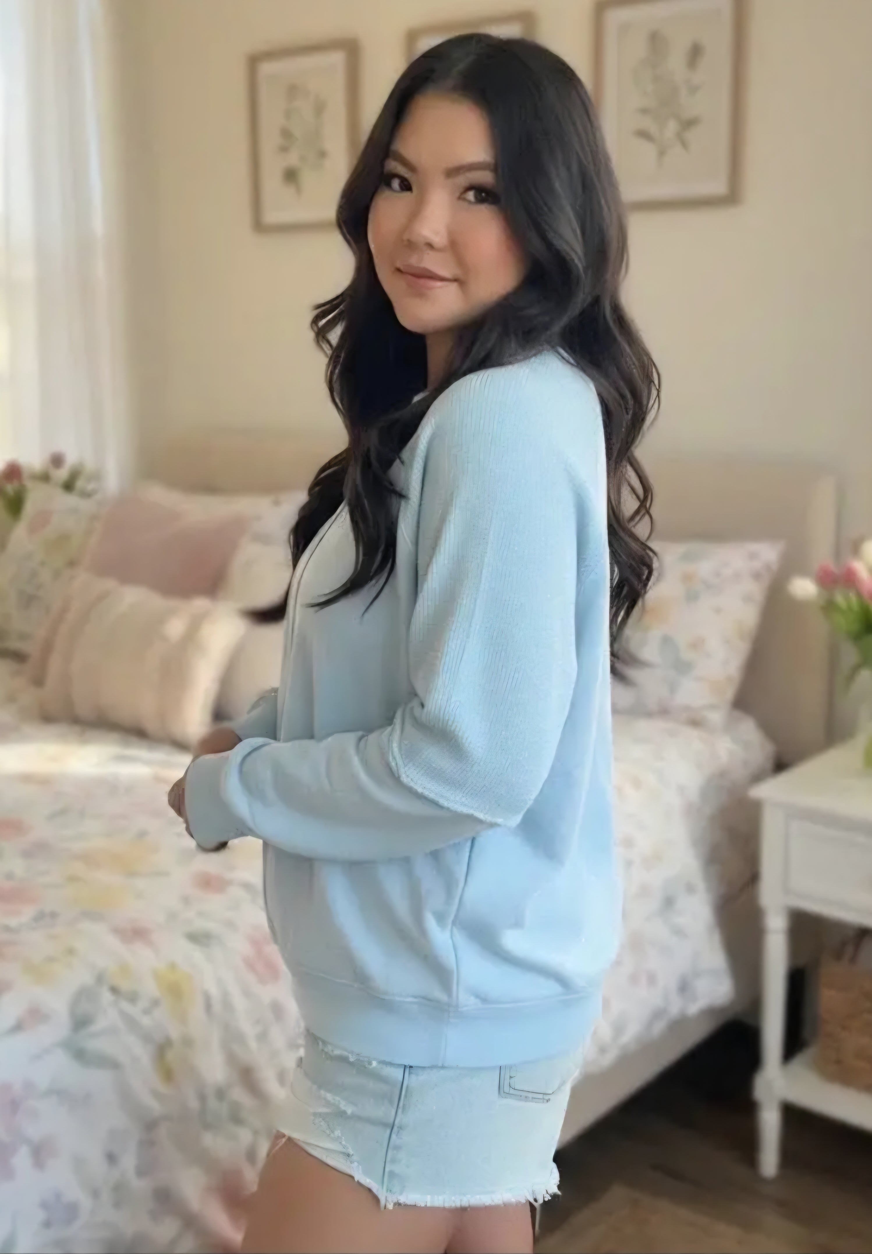 JadyK Daisy Waffle Ash Wash Top