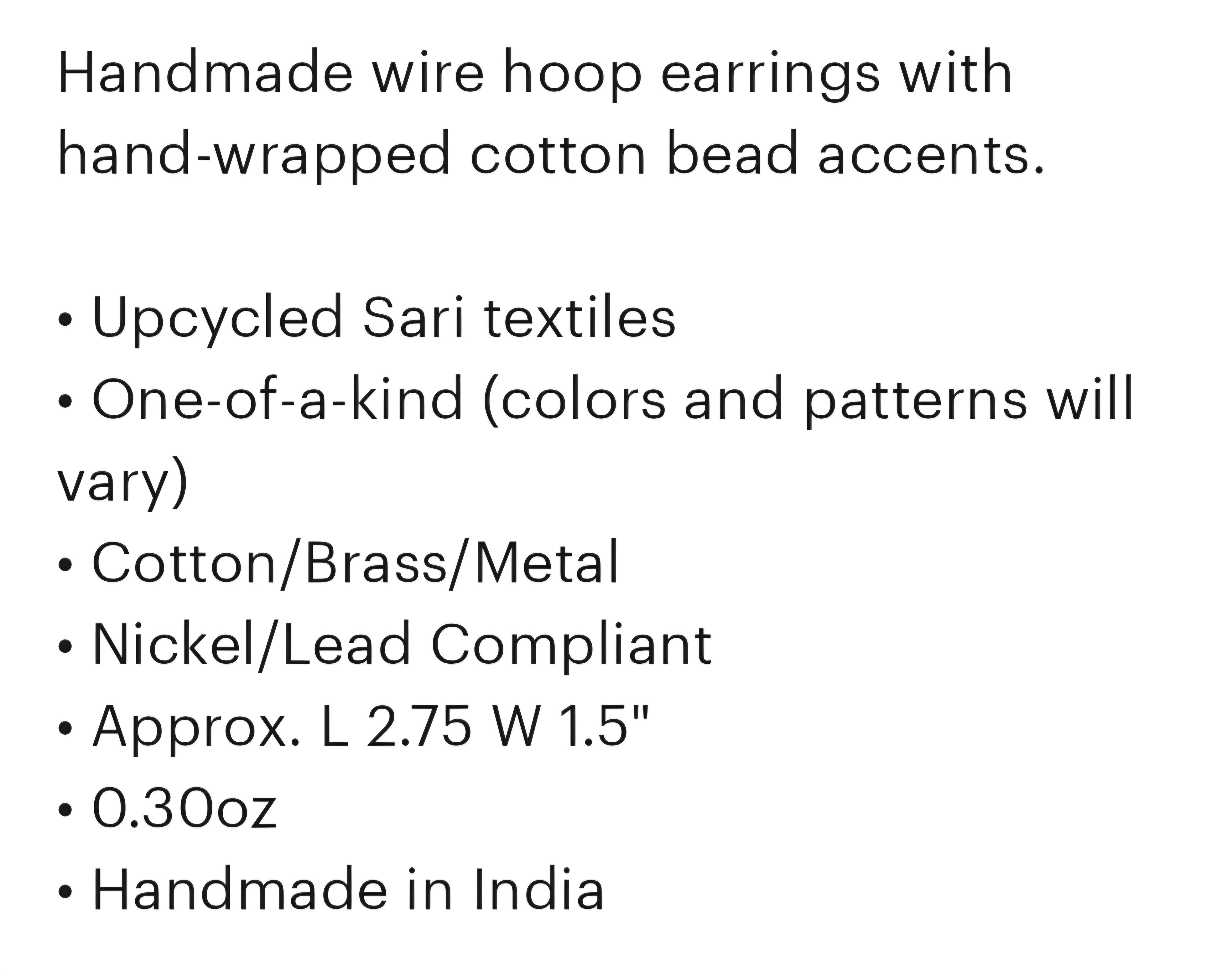 Handmade Sari Beaded Earrings #2 *PREORDER*