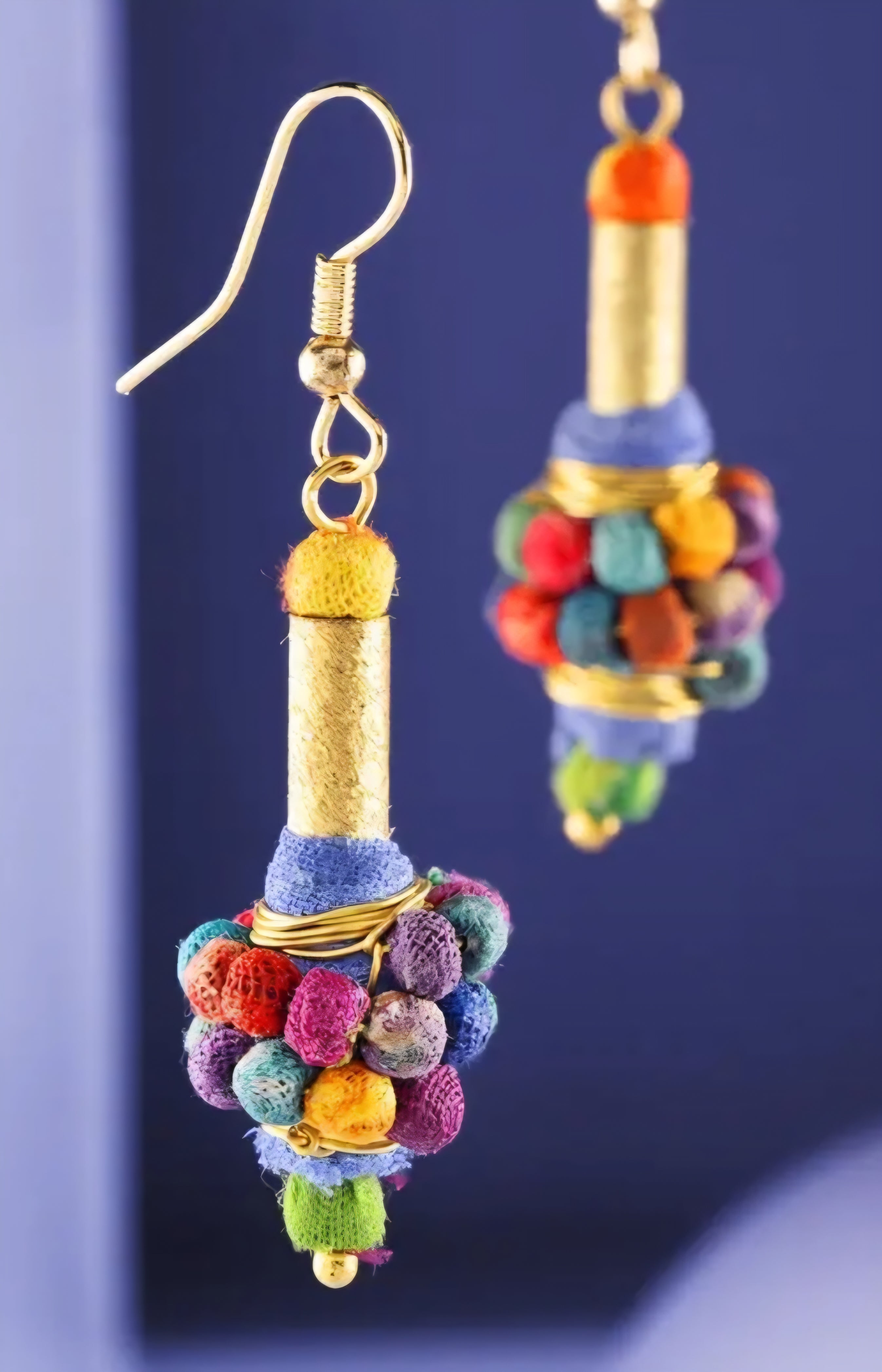 Handmade Sari Beaded Earrings #6 *PREORDER*
