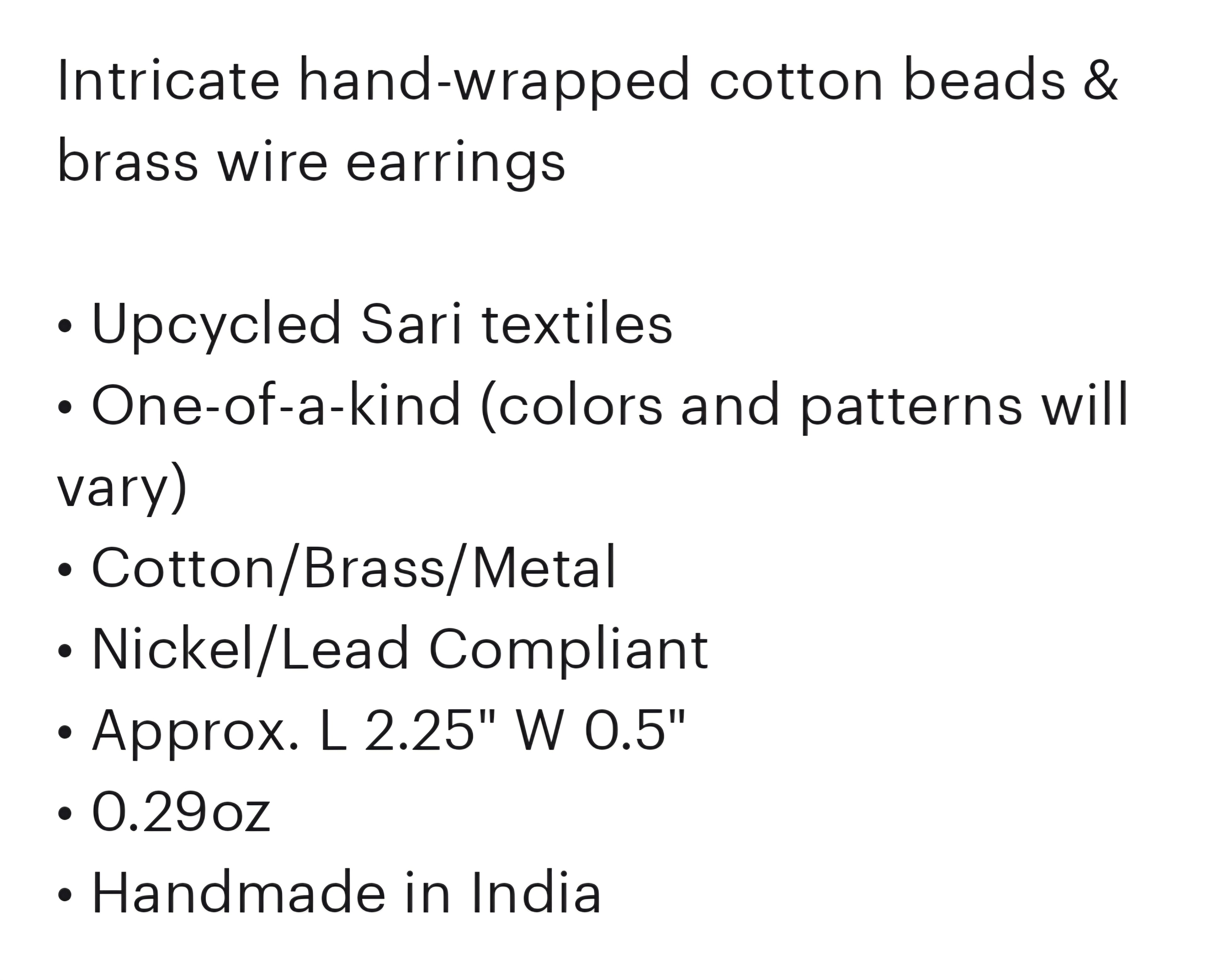 Handmade Sari Beaded Earrings #6 *PREORDER*