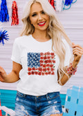 Triblend Floral Flag Print Tee
