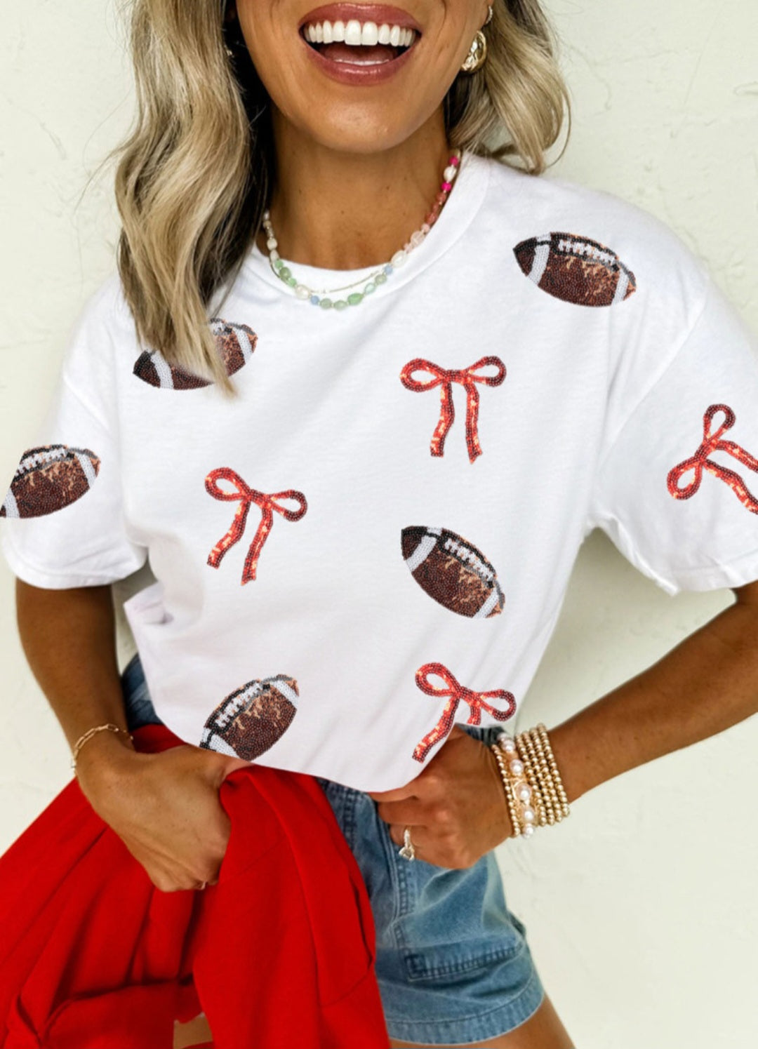 Triblend SEQUIN Football Tee S-3X *PREORDER*