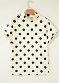 Beige Polka Dot Mock Neck Top *PREORDER*