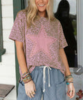 Star Studded Tee Pink Leopard *PREORDER*