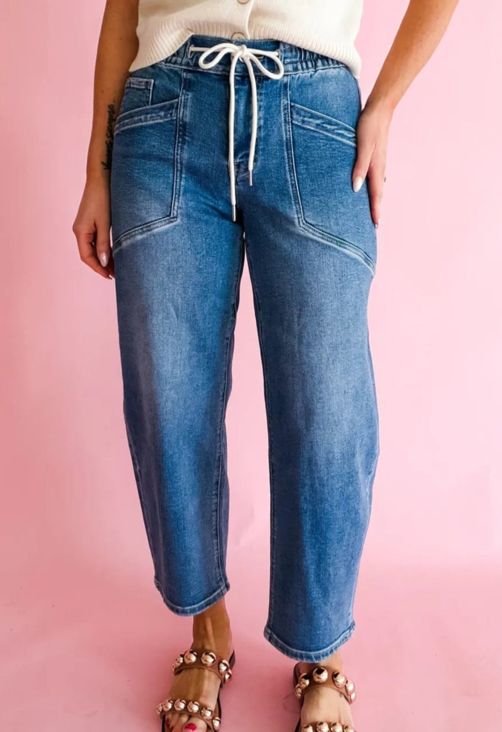 Drawstring Waist Stretch Ankle Jean *PREORDER*