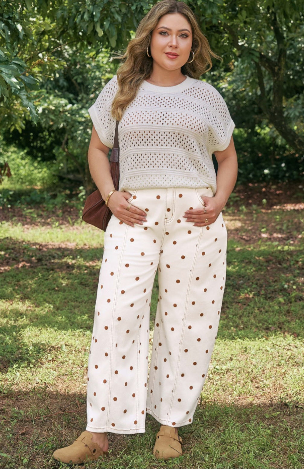 Brown Polka Dot Plus Size Jeans *PREORDER*