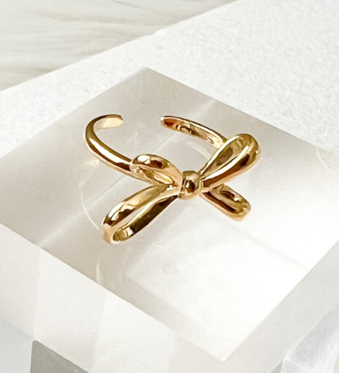 Gold Plated Adjustable Bow Ring