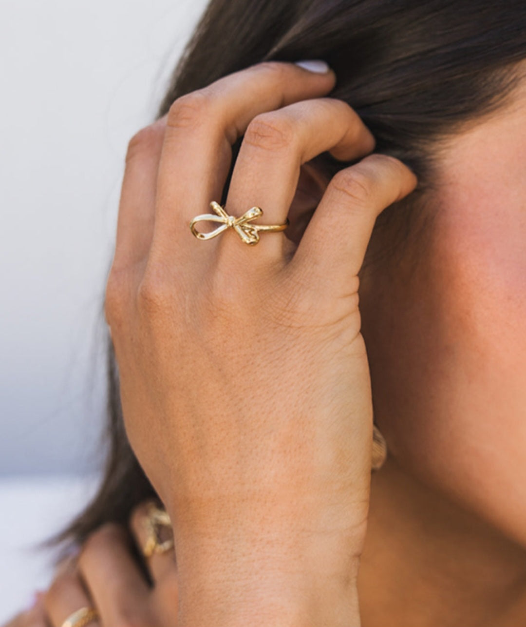 Gold Plated Adjustable Bow Ring
