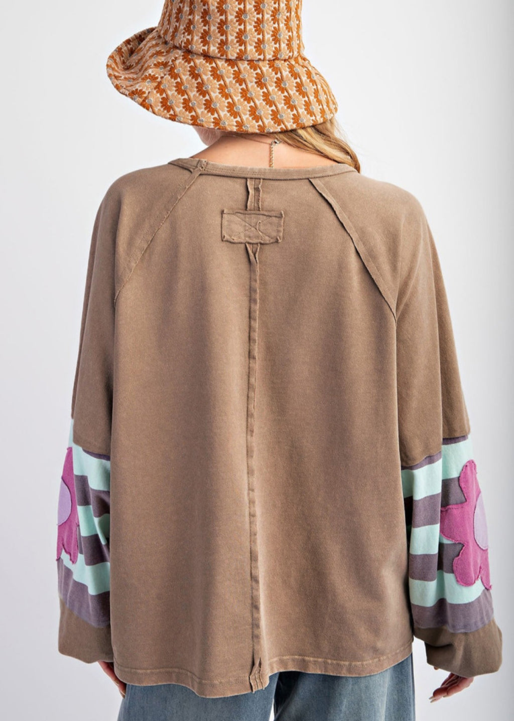 Flower Patch Plus Size Brown Pullover *PREORDER*