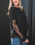 Bow Mesh Sleeve Tee Black *PREORDER*
