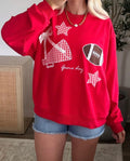 Gingham Patch Football Pullover Red *PREORDER*