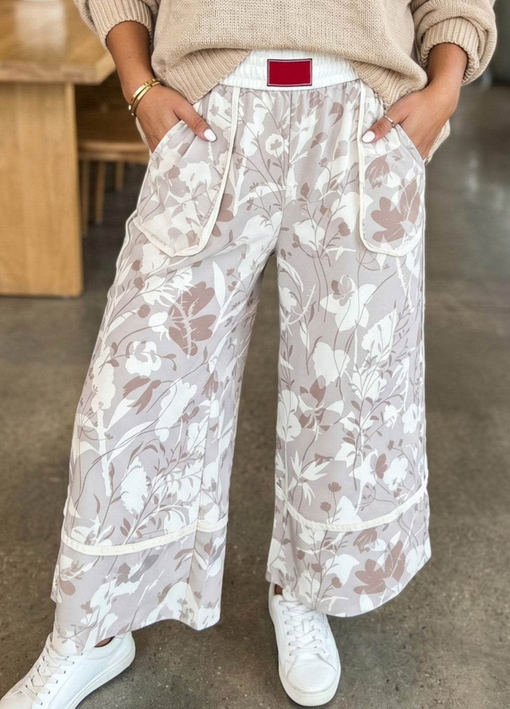Grey Floral Pull-on Pant *PREORDER*