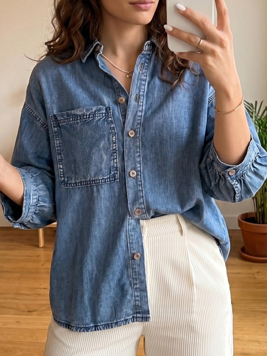 3/4 Sleeve Denim Top *PREORDER*