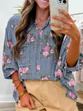 Denim Floral 3/4 Sleeve Top *PREORDER*