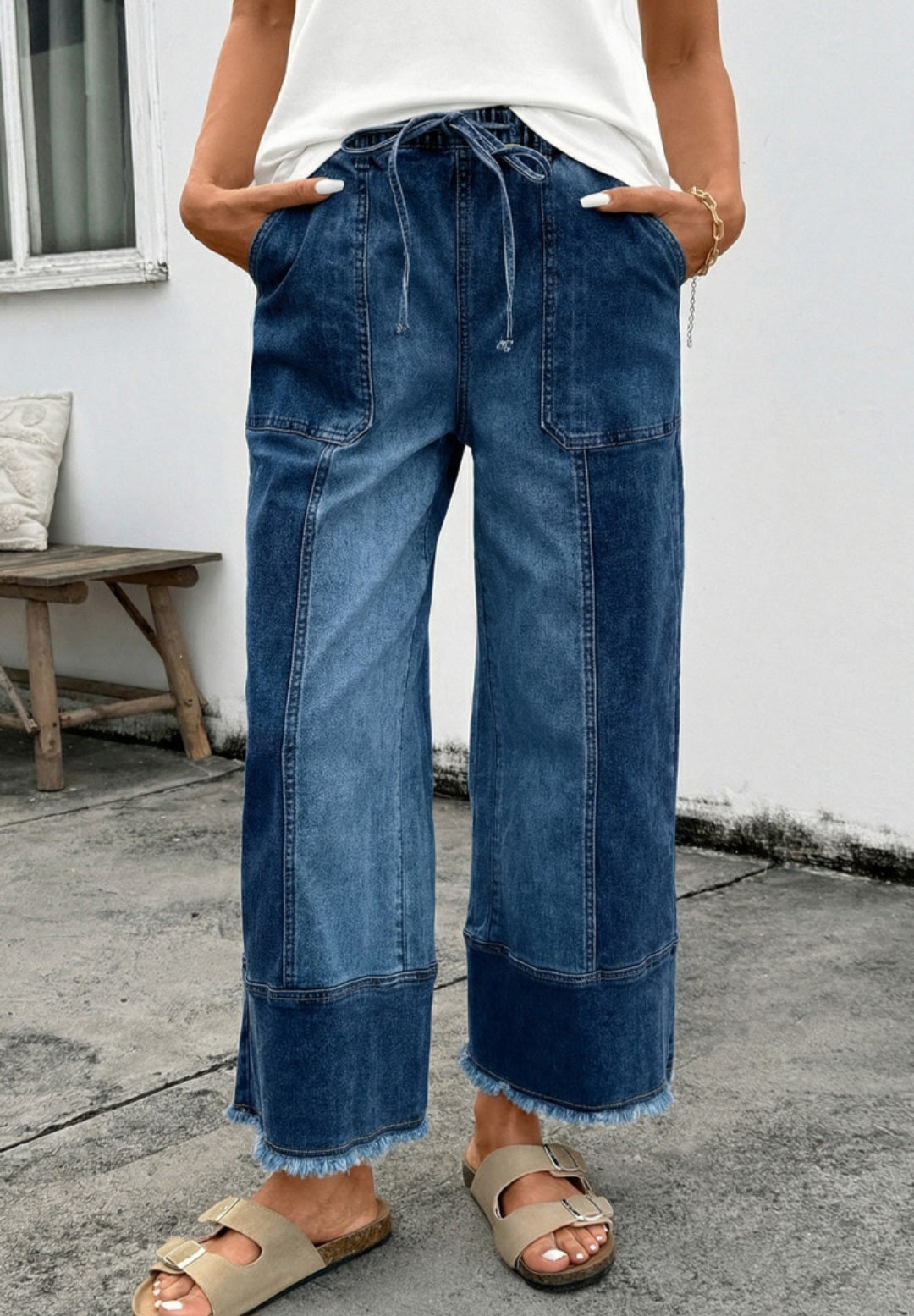 Elastic Waist Seam Detail Jeans *PREORDER*