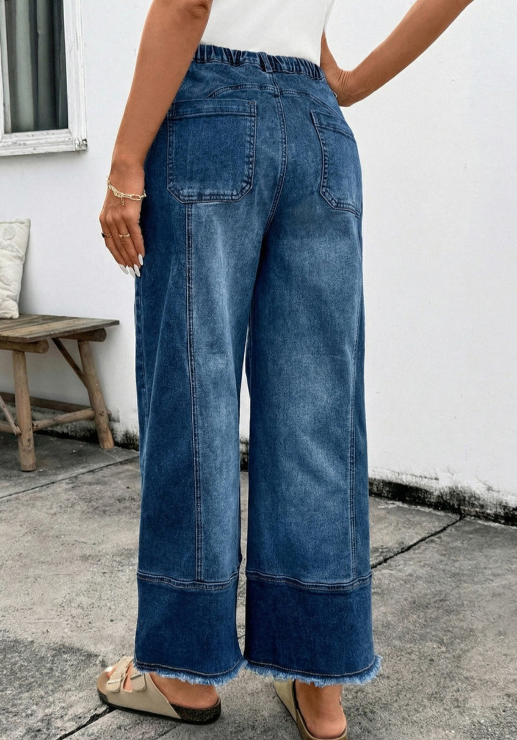 Elastic Waist Seam Detail Jeans *PREORDER*