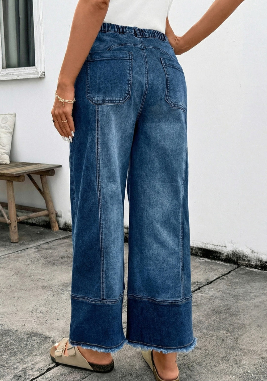 Elastic Waist Seam Detail Jeans *PREORDER*