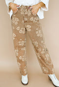 Floral Print Khaki Jeans *PREORDER*