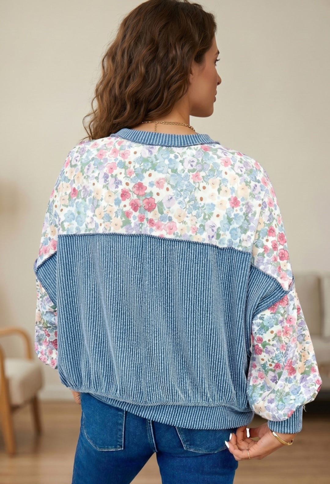 Floral Raised Ribbed Pullover *PREORDER*