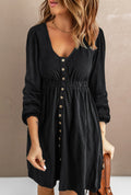 Highwaisted Long Sleeve Button Dress Black *PREORDER*