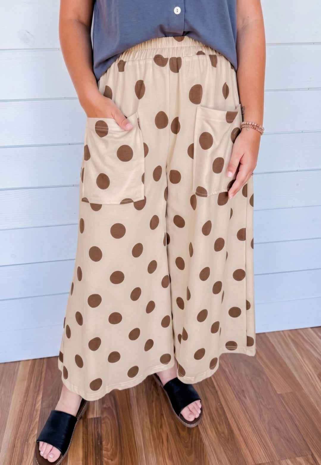 Tan Polka Dot Loose Fit Pant *PREORDER*