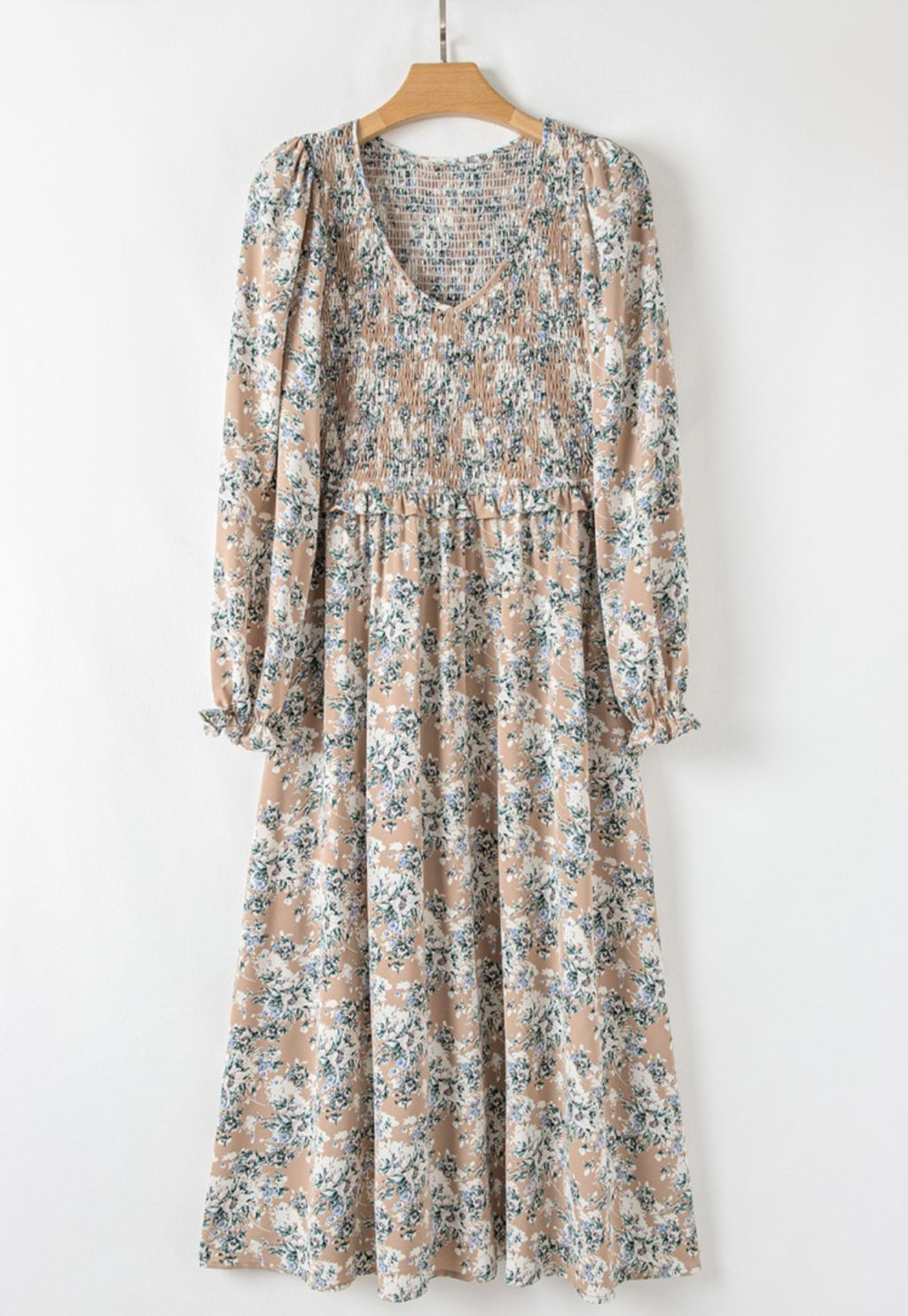 Early Fall Smocked Bodice Midi Dress *PREORDER*