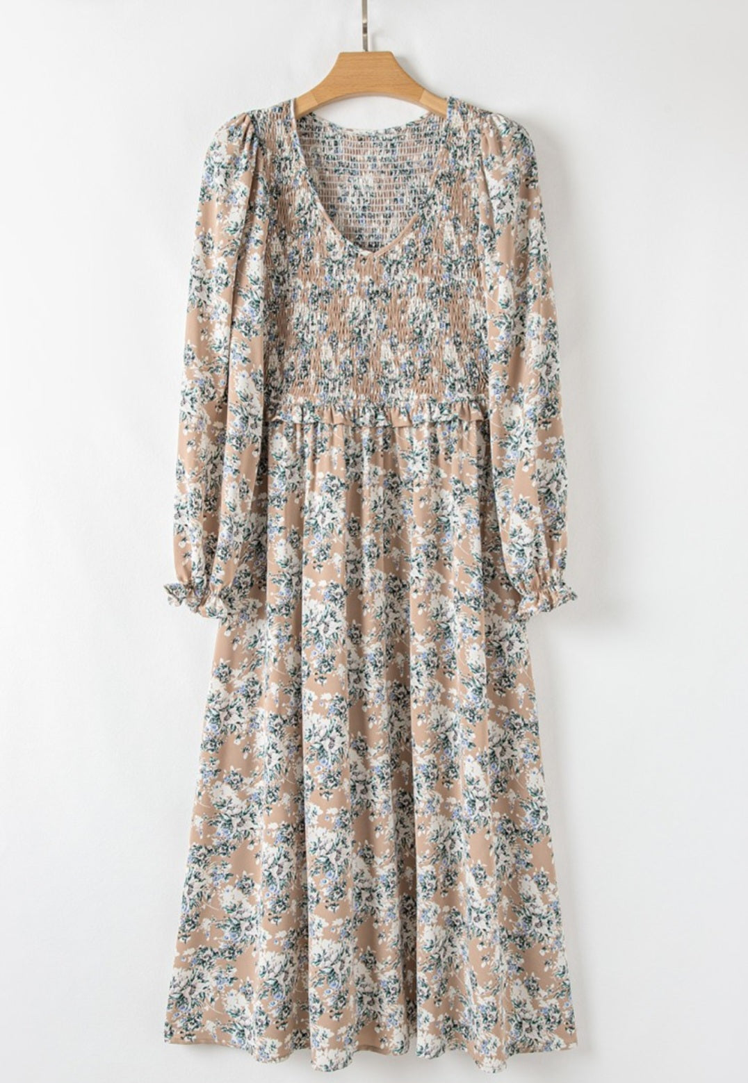 Early Fall Smocked Bodice Midi Dress *PREORDER*
