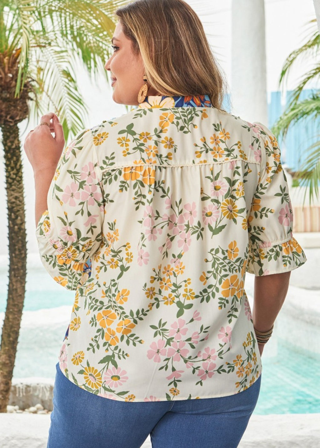 Boho Crochet Neckline Blouse 2X-4X *PREORDER*